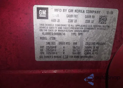 2021 Buick Encore Gx Awd Select from USA, damaged, VIN KL4MMESL9MB086746